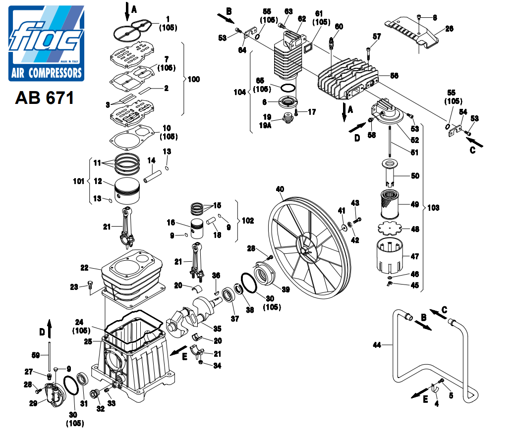 Запчасти к блоку AB670(AB671)